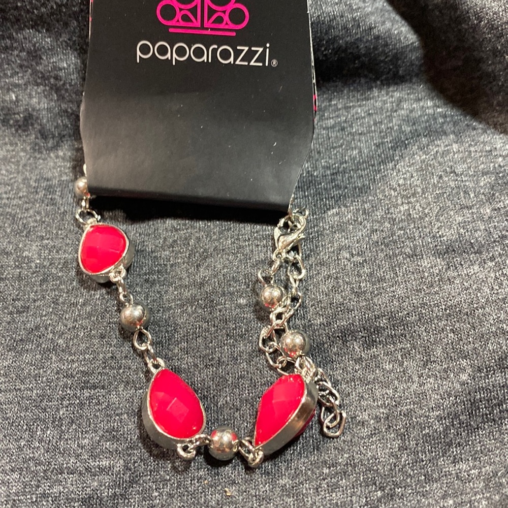 Paparazzi bracelet silver and pink